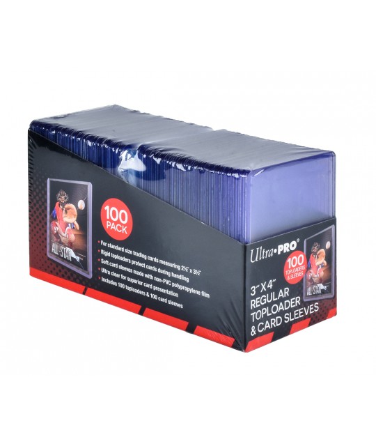 ULTRA PRO 3" X 4" REGULAR Toploader 35pt koos kaitsekiledega (100-ne pakk)